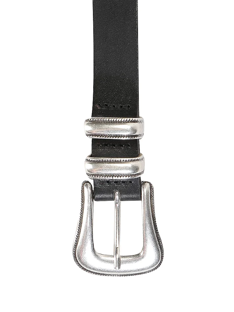 NUDIE JEANS Ledergürtel WESTERN SILVER BELT schwarz | 90